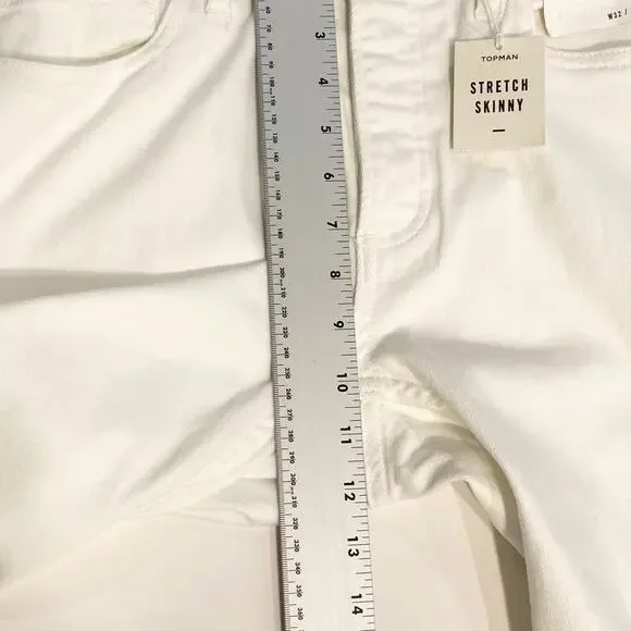 NEW TOPMAN Jeans W32XL30 White Skinny Stretch - Picture 10 of 13